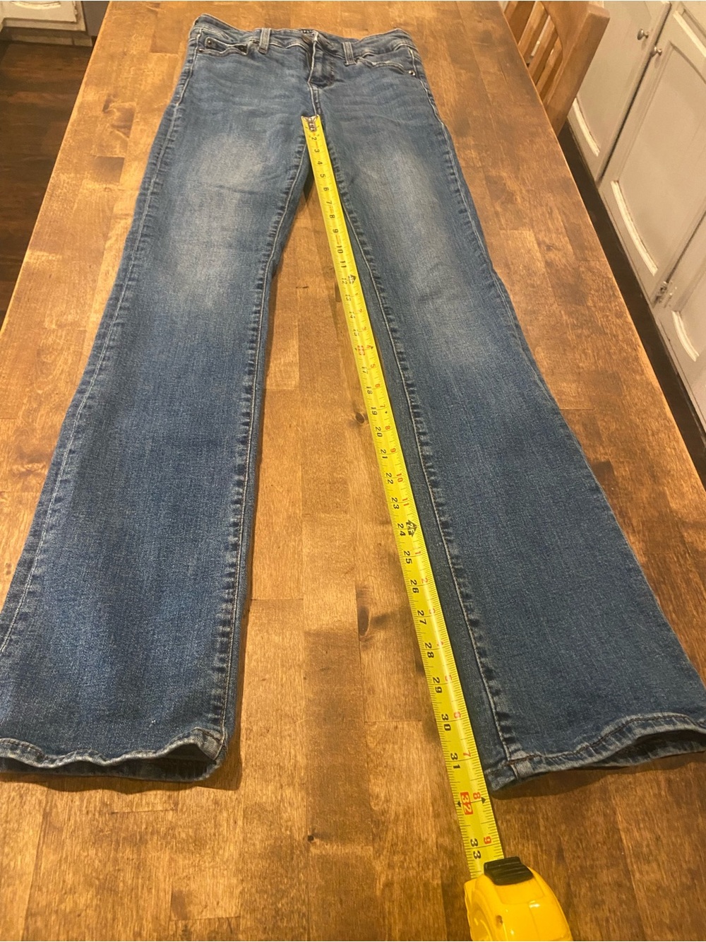Aeropostale Women's Flared Wide-Leg Jeans in Blue Denim